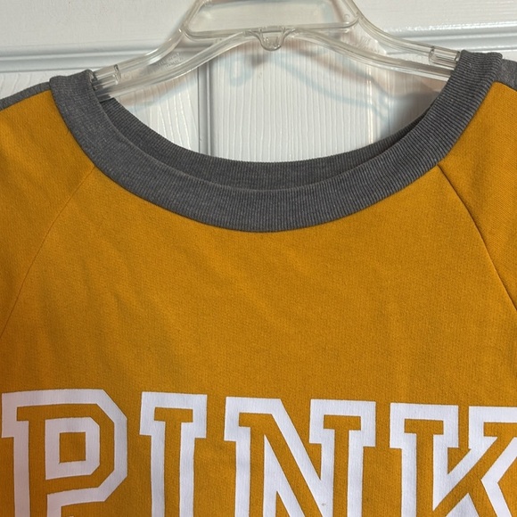 PINK Victoria's Secret women’s yellow and gray oversized sweatshirt size medium - Picture 2 of 9
